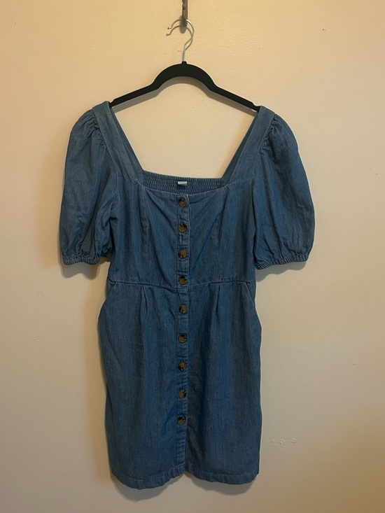 Old Navy Dresses & Skirts - Old Navy Blue Denim Button-Front Puff Sleeve Mini Dress